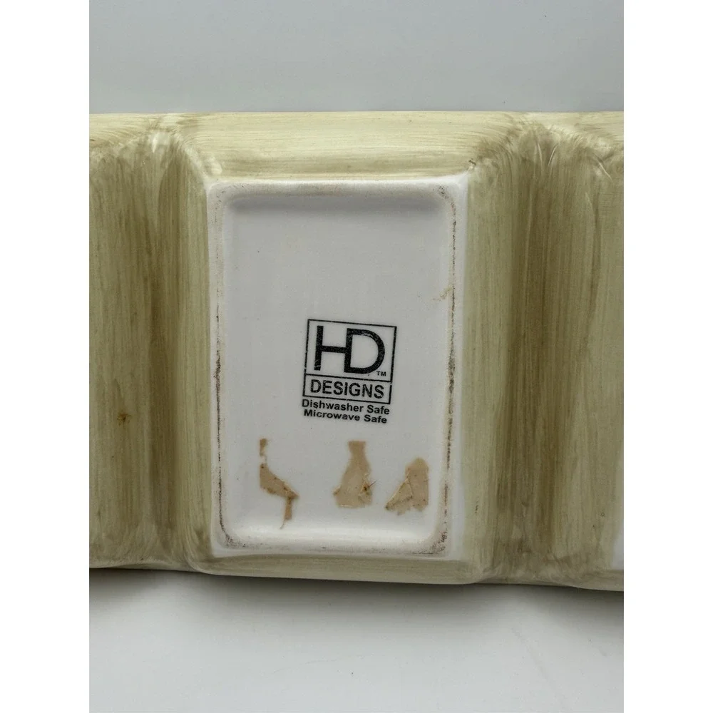 HD Designs Palm Tree 3 Section Ceramic Serving Tray Tropical Divided‎ Platter